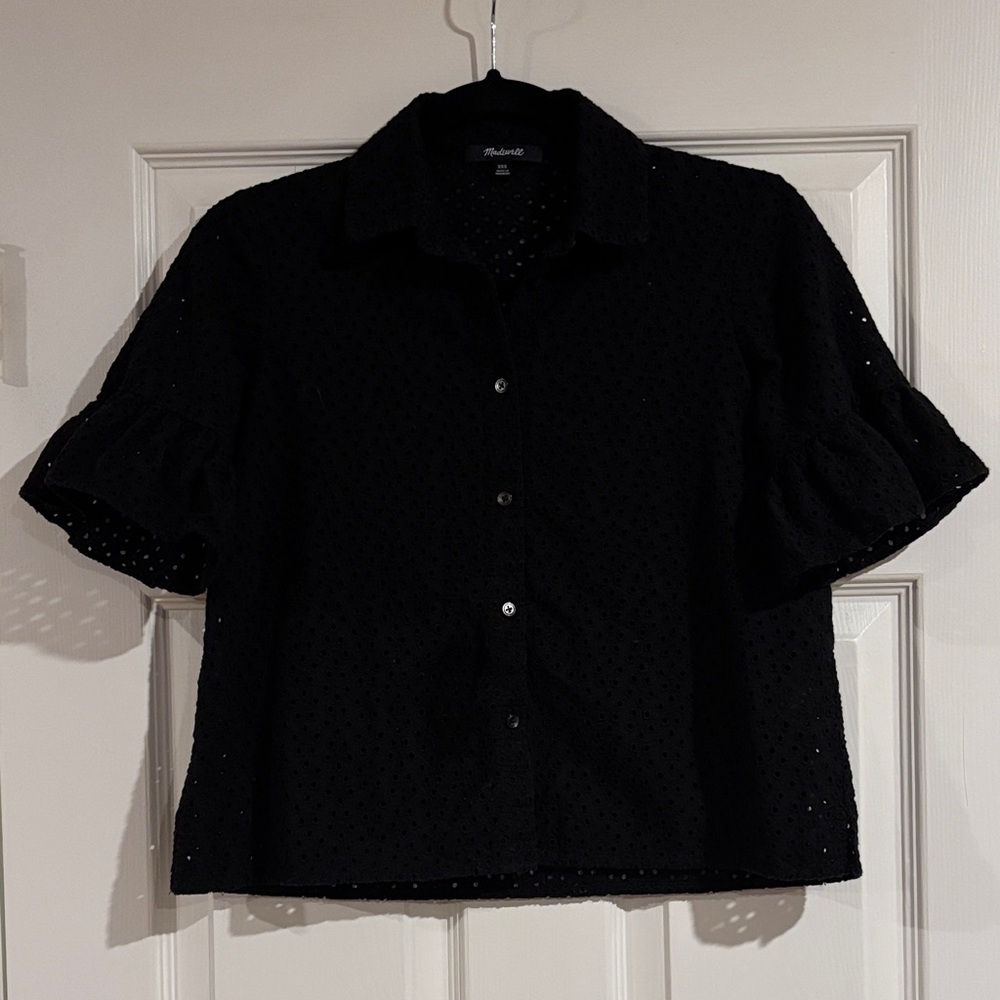 Madewell‎ Black Eyelet Button-Down Shirt